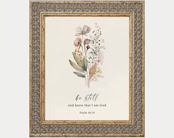 Be Still Christian Wall Art Print, Bible Verse Artwork, Scripture Prints, Home Decor, Framed, Canvas