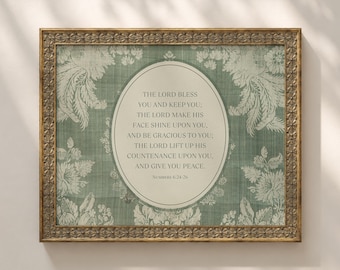 Bless You and Keep You Printable Christian Wall Art Print, Scripture Prints, Vintage Bible Verse, Horizontal, Digital Download