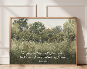 Grass Withers Christian Wall Art Canvas, Scripture Wall Art, Christian Wall Art, Modern Scripture,  Bible Quote, Christian Poster