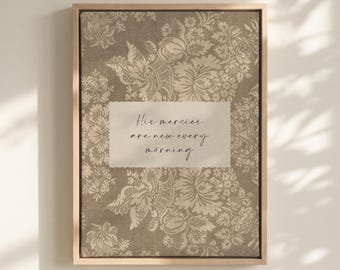 His Mercies Christian Wall Art Print, Scripture Prints, Bible Artwork, Religious Home Decor, Jesus, Lamentations,  Framed, Canvas