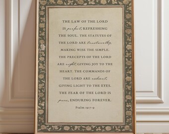 Psalm 19 Christian Wall Art, Vintage Scripture Bible Art Print, Christian Home Decor, Framed, Canvas