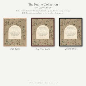 The image is a collection of three framed prints, each with a different color and design, arranged in a row.