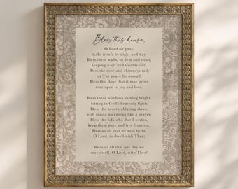 House Blessing Christian Art, Scripture Print, Bible Verse Artwork, Vintage, Floral, Canvas, New Housewarming Gift Woman, Digital Download