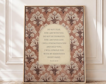 Do Not Fear Christian Wall Art Print, Scripture Art, Vintage Bible Verse, Christian Gift, Prints, Neutral, Framed, Canvas