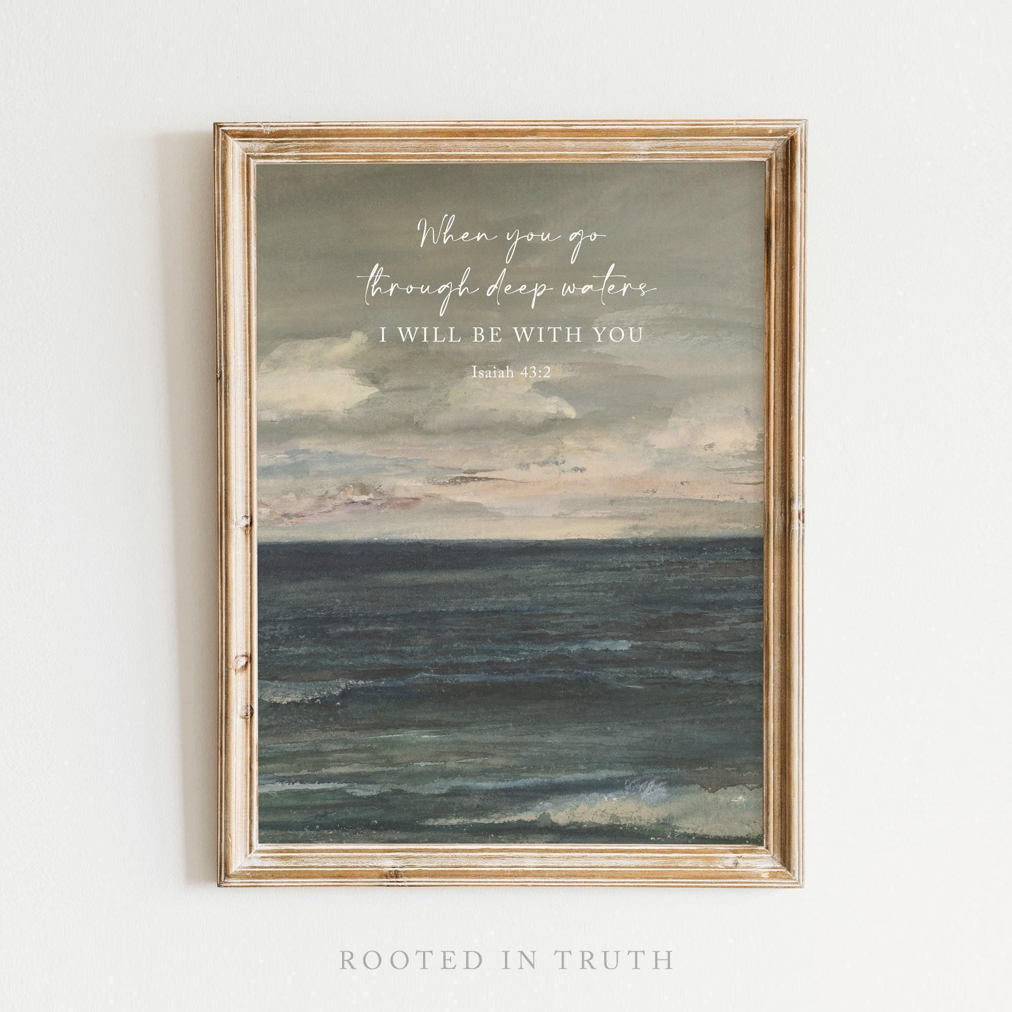Ocean Deep Waters Bible Wall Art Print, Scripture Print, Christian Artwork, Modern Scripture, Quote, Digital, Printable, Jesus,Gallery