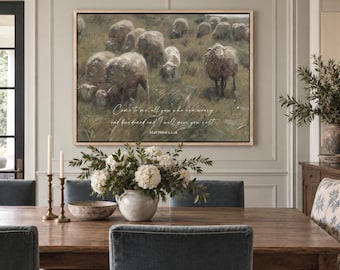 Sheep Know My Voice Christian Art Print, Scripture Prints, Bible Verse Artwork, Poster, John 10 37, Jesus and Lamb, Framed, Canvas