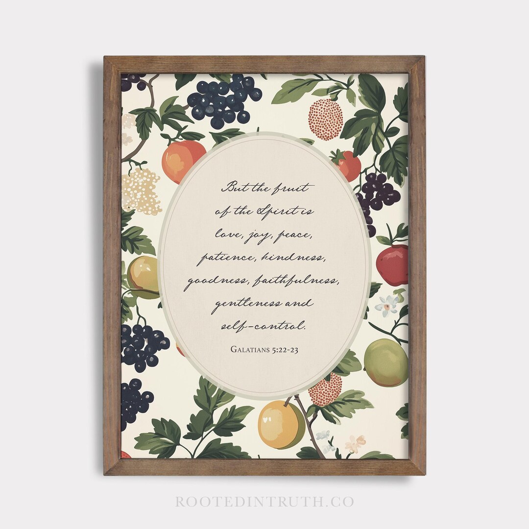 Fruit of the Spirit Printable, Christian Wall Art, Vintage Bible Verse ...