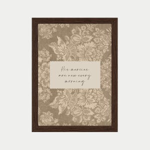 His Mercies Christian Wall Art Print, Scripture Prints, Bible Artwork, Religious Home Decor, Jesus, Lamentations,  Framed, Canvas