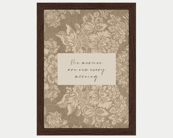 His Mercies Christian Wall Art Print, Scripture Prints, Bible Artwork, Religious Home Decor, Jesus, Lamentations,  Framed, Canvas