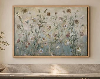 Gentle Grace Christian Wall Art Print, Religious, Spiritual Prints, Painting, Large Canvas, Psalm Art, Moody Vintage, Flowers Framed