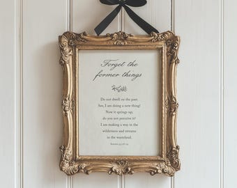 Former Things Christian Wall Art Print, Lord Refuge, Vintage Artwork, Bible Verse, Shelter, Flowers, Religious Decor,  Gift