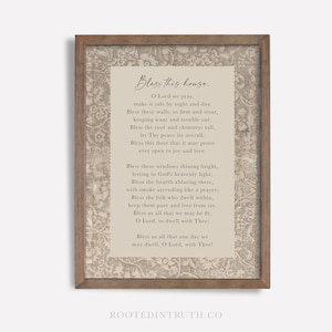 House Blessing Christian Art, Scripture Print, Bible Verse Artwork, Vintage, Floral, Canvas, New Housewarming Gift Woman, Digital Download