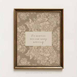 His Mercies Christian Wall Art Print, Scripture Prints, Bible Artwork, Religious Home Decor, Jesus, Lamentations,  Framed, Canvas