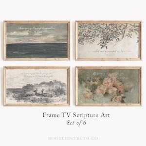 Frame TV Art Set - Scripture, Christian Bible Verses, Vintage, Digital Artwork, Paintings, Bundle, Floral, Jesus, Landscape and Nature