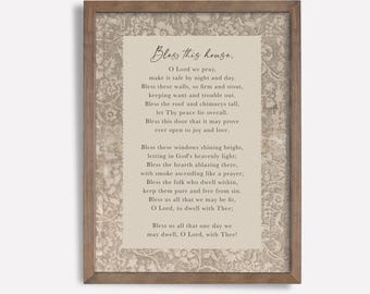 House Blessing Christian Art, Scripture Print, Bible Verse Artwork, Vintage, Floral, Canvas, New Housewarming Gift Woman, Digital Download