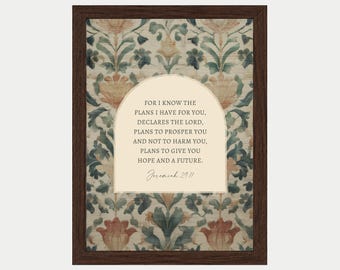 Plans for You Bible Verse Art, Christian Wall Artwork, God, Moody Vintage, Morris, Jesus, Religious Gifts, Frame, Canvas