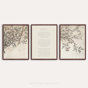 Psalm 91 Three 3 piece Vintage Scripture Wall Art Print Set, Christian Decor, Bible Verse Prints, Poster, Triptych, Gallery, Canvas, Framed