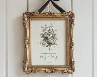 His Mercies Lamentations 3 23 Sign, Bible Verse Wall Art, Scripture Print, Christian Decor Printable, Digital Download, Vintage Gallery