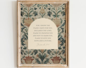 Plans for You Bible Verse Art, Christian Wall Artwork, God, Moody Vintage, Morris, Jesus, Religious Gifts, Frame, Canvas