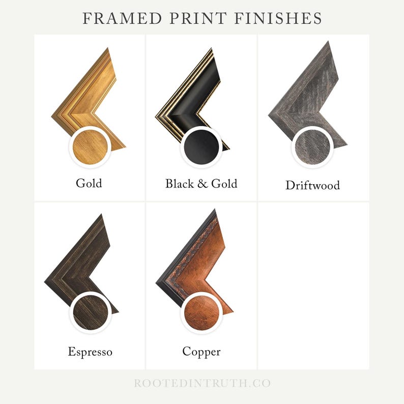a poster with different types of frames and finishes