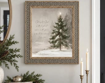 Glory to God Wall Art Print,  Nativity, Birth of Jesus, Poster, Modern, Religious Prints, Bethlehem, Faith Decor, Family