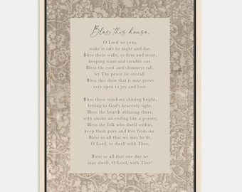 House Blessing Christian Art, Scripture Print, Bible Verse Artwork, Vintage, Floral, Canvas, New Housewarming Gift Woman, Digital Download
