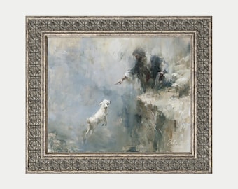 Sheep Know My Voice Christian Art Print, Scripture Prints, Bible Verse Artwork, Poster, John 10 37, Jesus and Lamb, Framed, Canvas