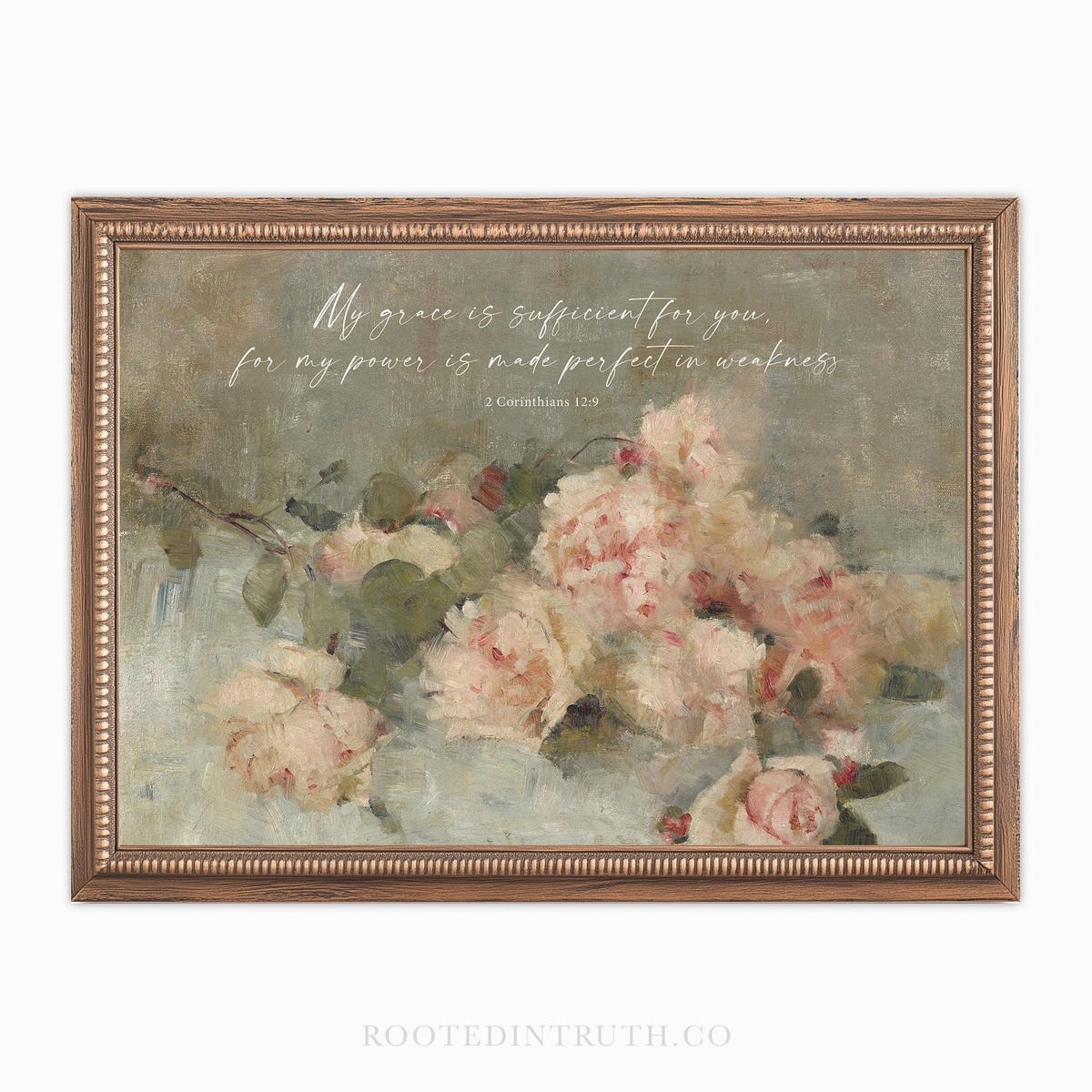 Grace is Sufficient Christian Wall Art Print, Scripture Prints, Bible Verse Printable Artwork, Vintage Flowers, Poster, Gallery, Digital - Etsy
