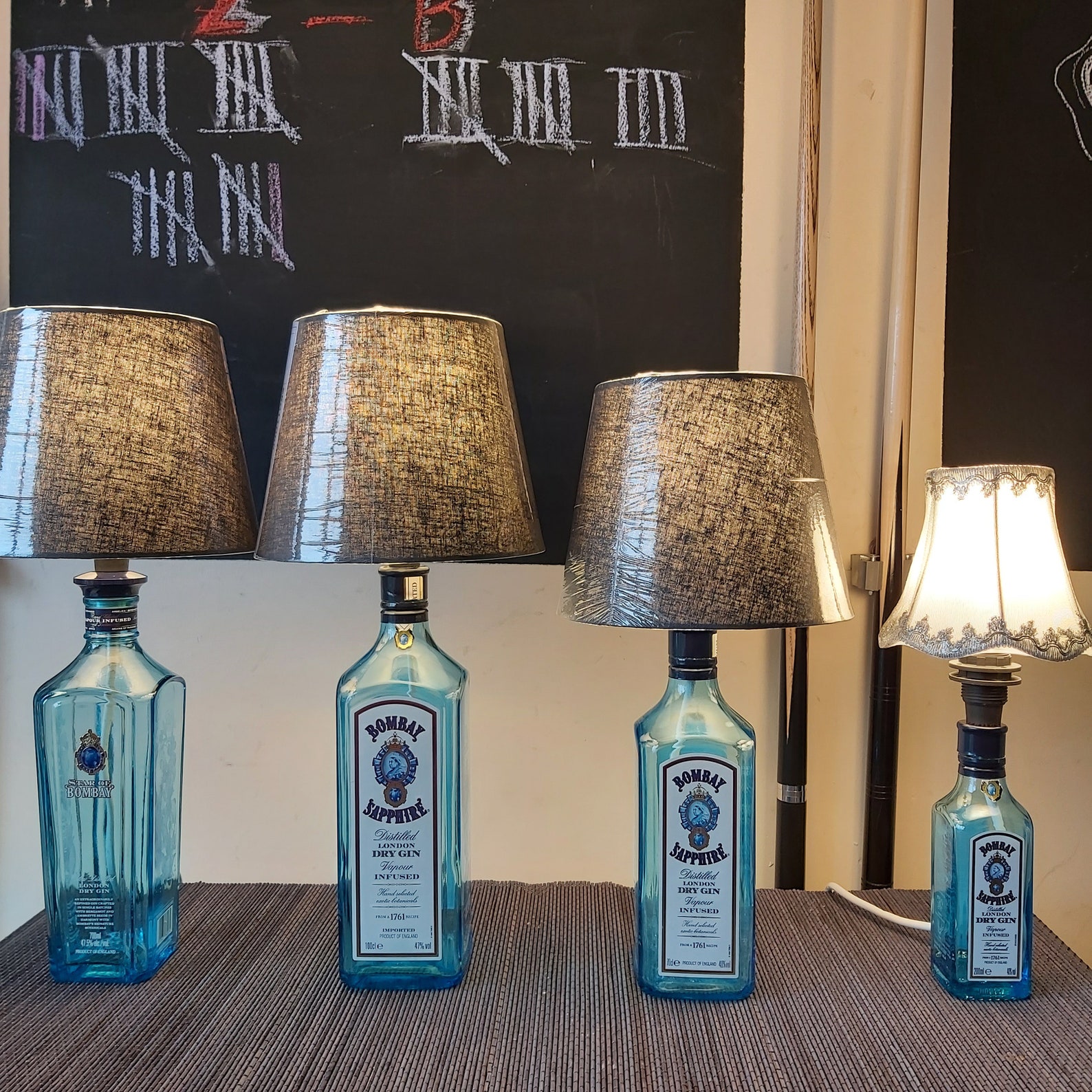 Bombay gin upcycled bottle lamps Etsy