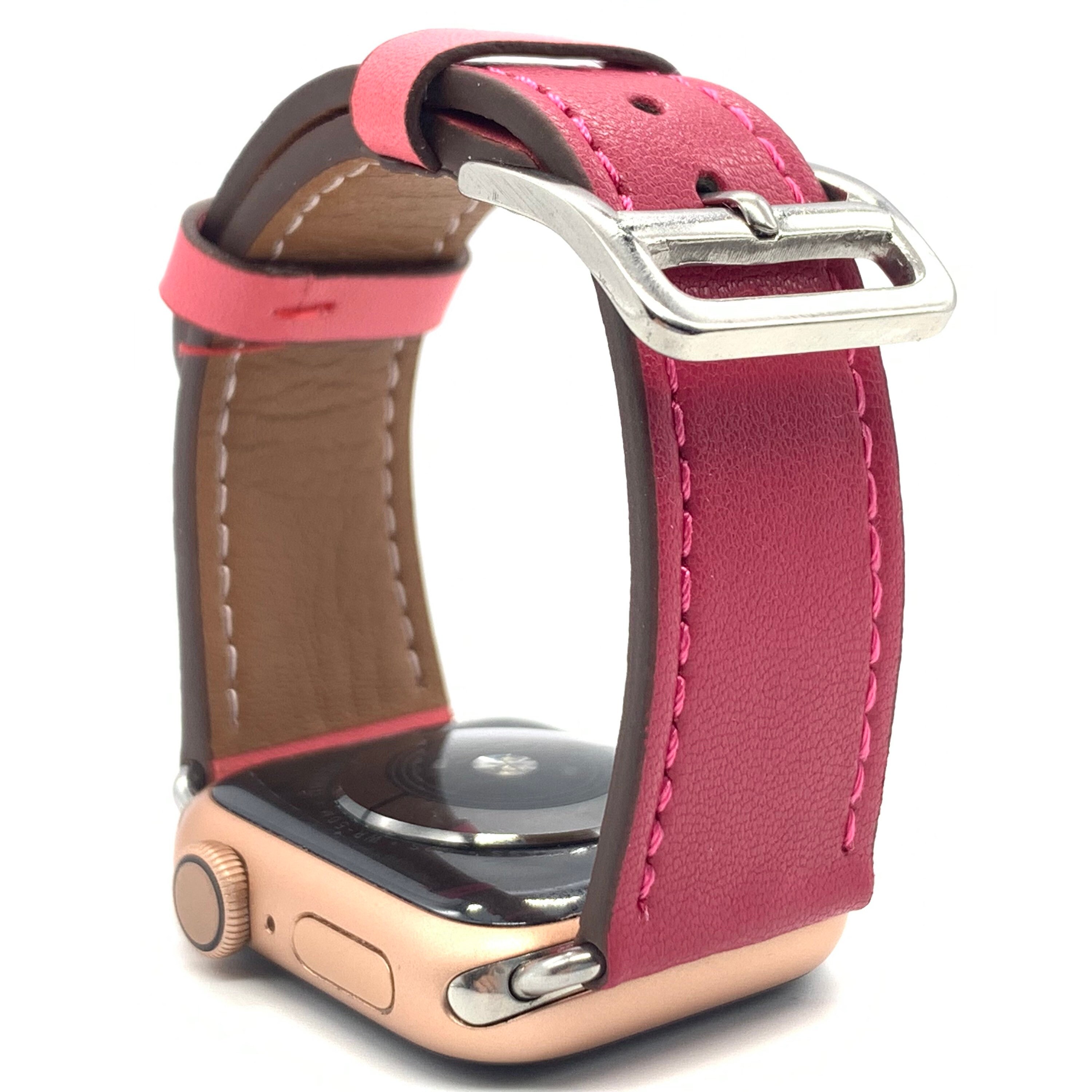Leather Hot Pink Strap for Apple Watch Band 42mm/44mm Etsy