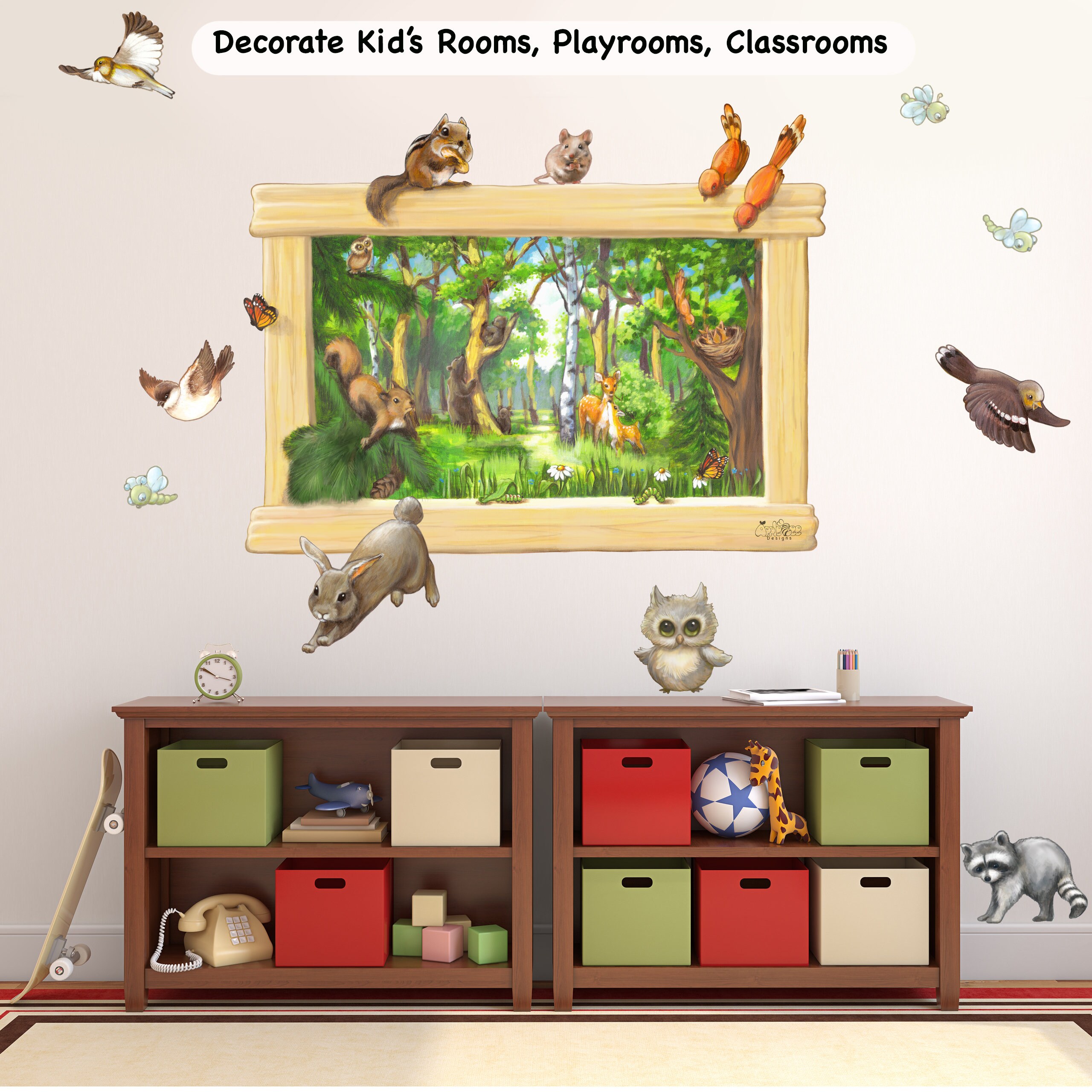 Woodland Animals Wall Decal for Kids Room Decor. Large Peel and Stick ...
