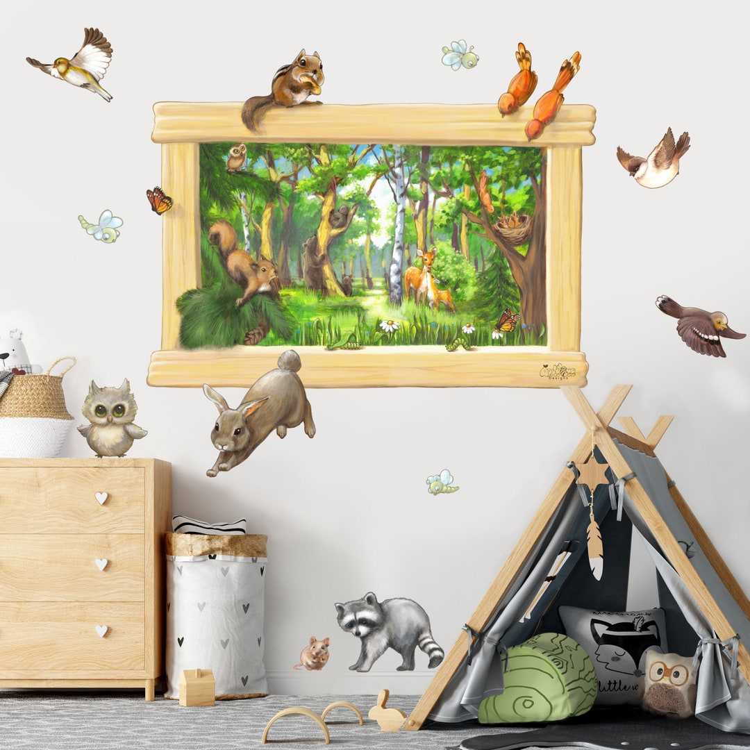 Woodland Animals Wall Decal for Kids Room Decor. Large Peel and Stick ...