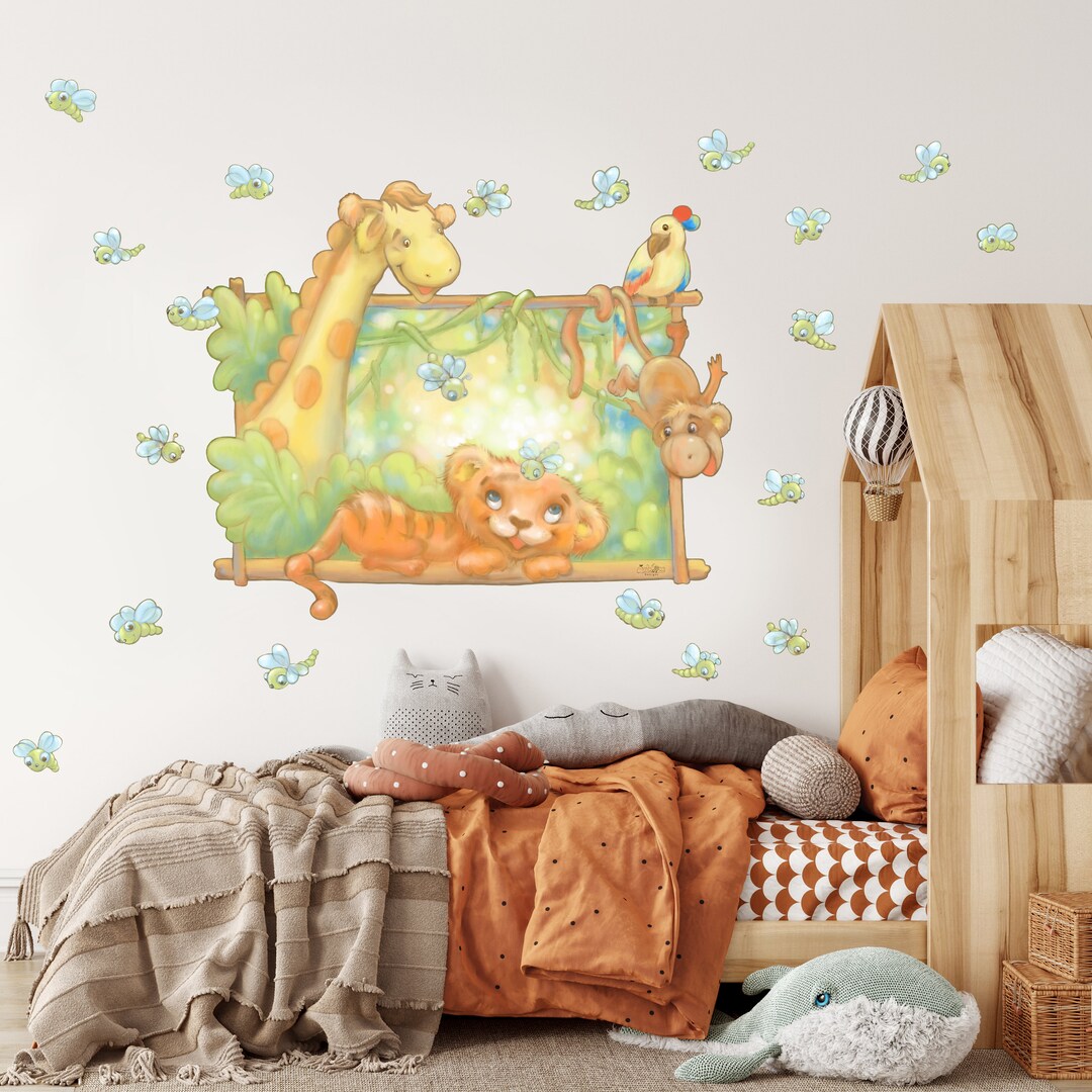 Safari Animals Wall Decals. Fabric Wall Décor for Nursery, Kids ...