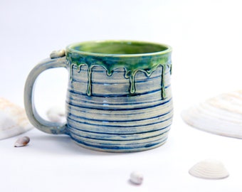 Handmade Ceramic Blue Drip Mug