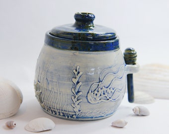 Handmade Ceramic Ocean Honey Pot