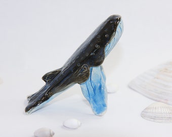 Hand-Built Ceramic Mini Blue Whale