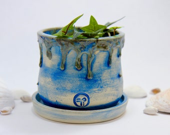 Handmade Ceramic Small Drip Planter with Drainage