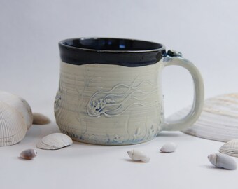 Handmade Ceramic Blue Under The Sea Mug