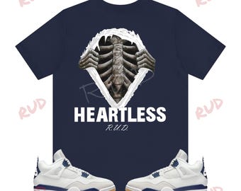 Heartless Shirt to Match Jordan 4 Navy, Retro 4 Navy Shirt, Navy 4s Sneaker Tee