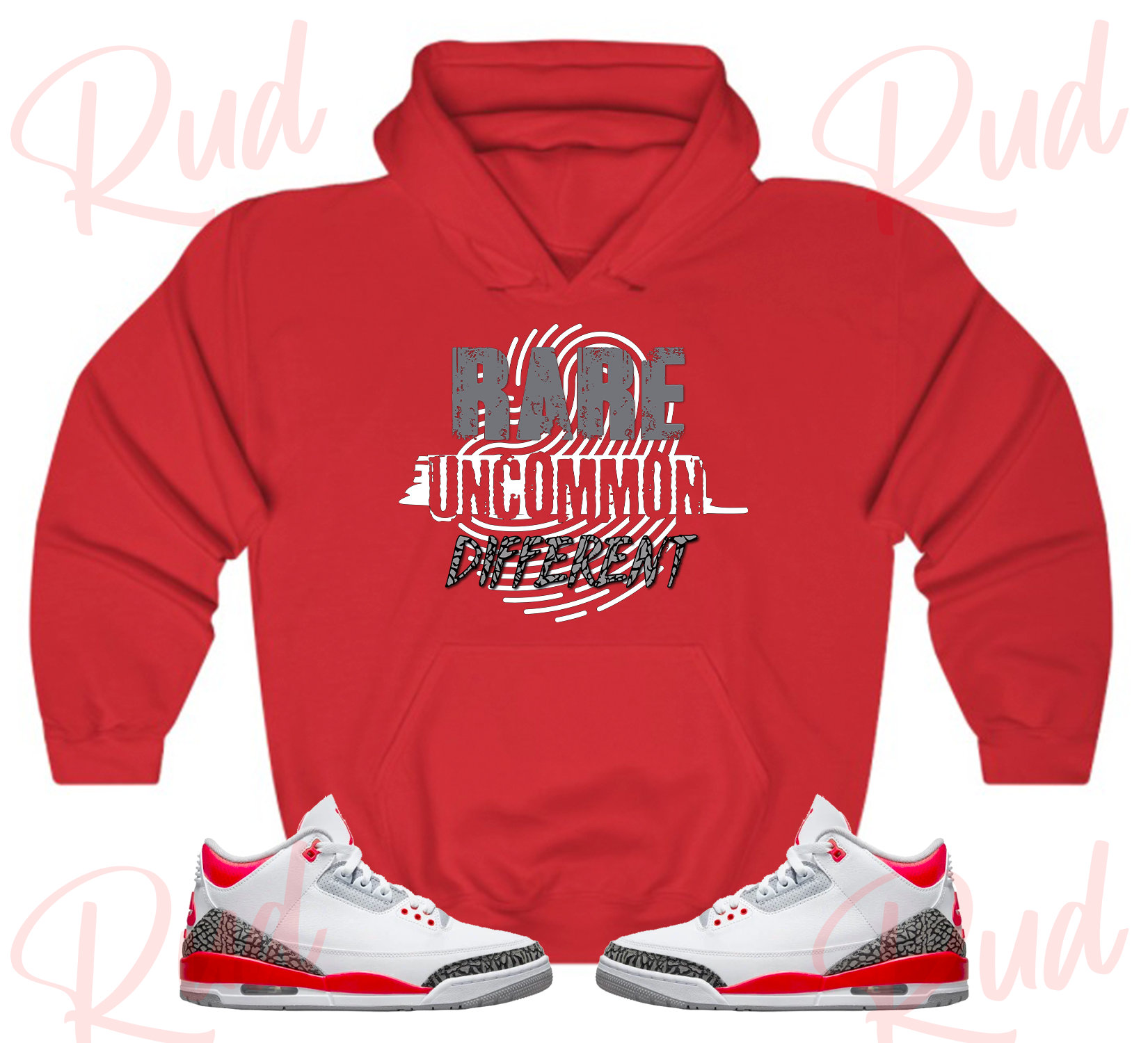 Rud Thumb Hoodie to Match Jordan Retro 3 Fire Red Retro 3 Fire Red Hoodie Jordan 3 Fire Red Sneaker Hoodie Etsy