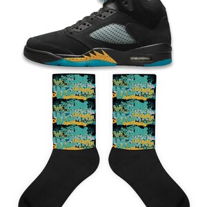 Socks Match Jordan Retro 5 Aqua ,Retro 5 Aqua Socks, Retro 5 Aqua Sneaker Socks