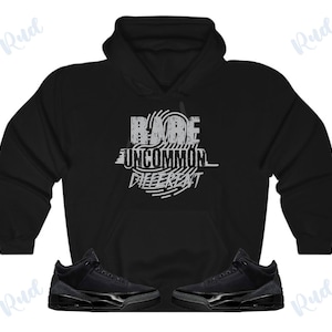 Rud Fingerprint Hoodie to Match Jordan 3 Black Cat, Retro 3 Black Cat Hoodie, Black Cat 3s Sneaker Hoodie