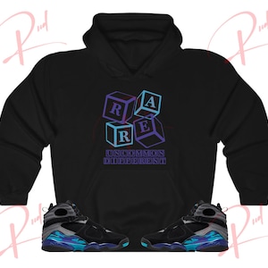 Rud Blocks Hoodie to Match Jordan 8 Aqua, Retro 8 Aqua Hoodie, Aqua 8s Sneaker Hoodie