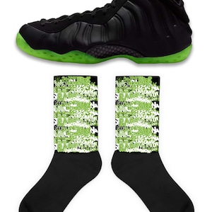 Scramble Socks to Match Black Volt Foamposites, Foamposite Black Volt Socks, Black Volt Foam Socks