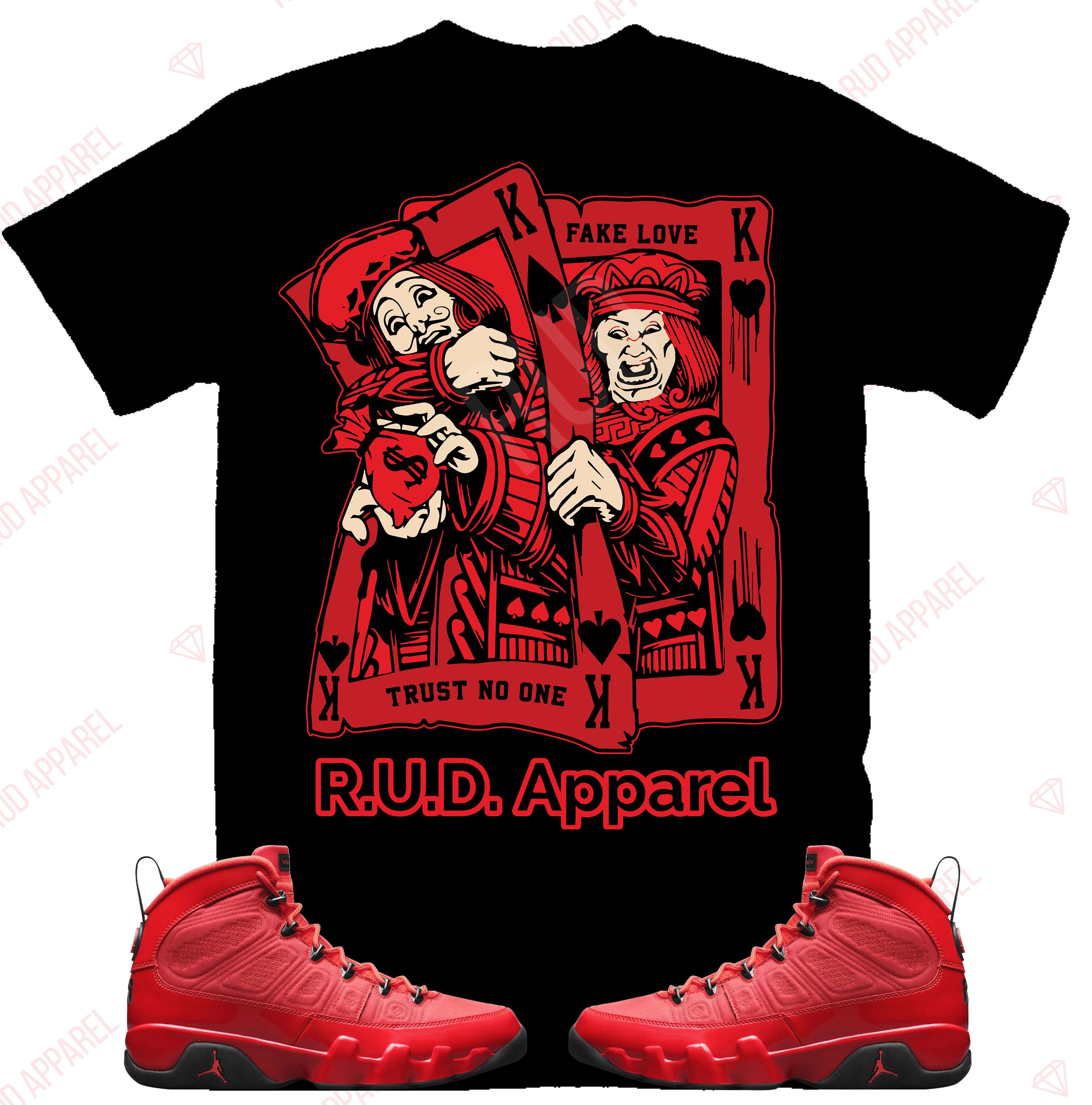 Fake Love Shirt to Match Jordan Retro 9 Chile Red Retro 9 Chile Red Shirt Chile Sneaker Tee Etsy