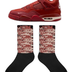 Scramble-strumpor som matchar Retro 4 Brick by Brick, Jordan 4 Brick by Brick, Brick by Brick 4s Sneaker-strumpor