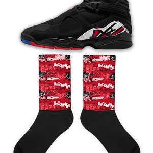 Scramble Socks to Match Retro 8 Playoffs, Jordan 8 Playoffs Socks, Retro 8 Playoffs Sneaker Socks