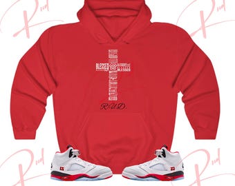 jordan 5 fire red hoodie