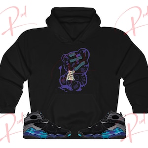 Rud Teddy Hoodie to Match Jordan 8 Aqua, Retro 8 Aqua Hoodie, Aqua 8s Sneaker Hoodie