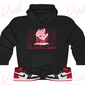 RUD Cubes Hoodie to Match Jordan Retro 1 Black Toe, Retro 1 Black Toe Hoodie, Black Toe 1s Sneaker Hoodie